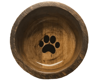round wooden bowl with paw Design (size: large)