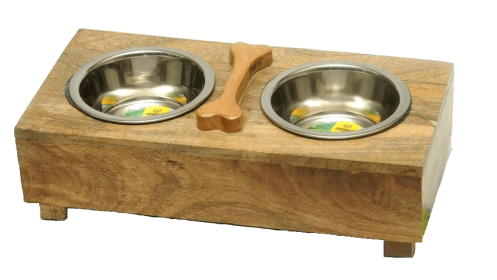 Wooden Double Diner with Bone (size: 1 quart)