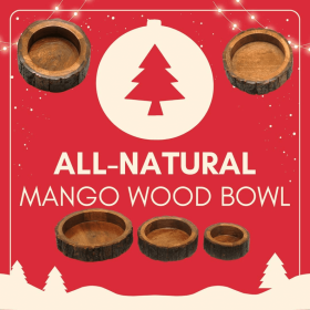 Round Wooden Bark Bowl (size: small)