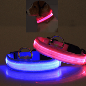 LED PET Safety Halo Style Collar (Color: HOT PINK, size: small)