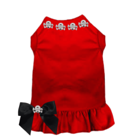 Skull Studded Dress (Color: Red, size: X Small)