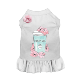 Sniffany and Coffee Dog Dress (Color: White, size: small)