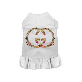 Floral Pucci Dog Dress (Color: White, size: medium)
