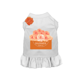 Hairmes Flowers Dog Dress (Color: White, size: small)