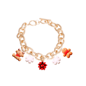 Holiday Charm Dog Necklace (Color: gold, size: 12")