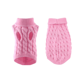 Knit Turtleneck Dog Sweater (Color: Pink, size: X Large)
