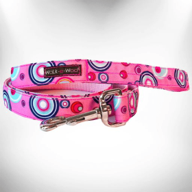 Martini Dog Leads (Color: Pink, size: REGULAR Lead 1" width- 5' length)