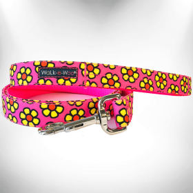 Daisies Dog Leash (Color: yellow, size: REGULAR 1" width- 5' long)
