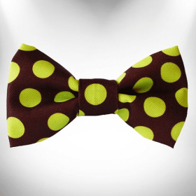 Polka Dot Dog Bow Tie (Color: Green Dot on Brown)