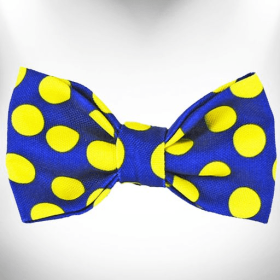 Polka Dot Dog Bow Tie (Color: Yellow Dot on Blue)