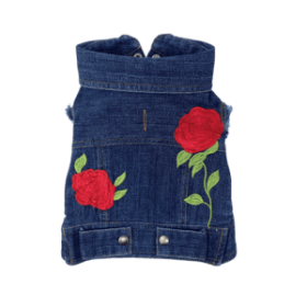 Rose Embroidered Vest (Color: Indigo, size: XX-Large)
