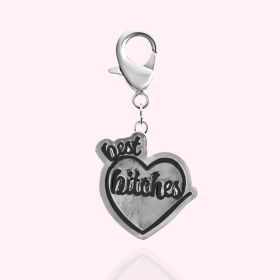 "Best Bitches" Dog Collar Charm (Color: silver)