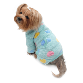 Ultra Plush Colorful Hearts Turtleneck Pajamas (Color: Blue, size: XL)