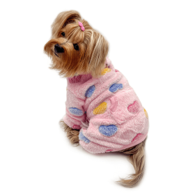 Ultra Plush Colorful Hearts Turtleneck Pajamas (Color: Pink, size: L)