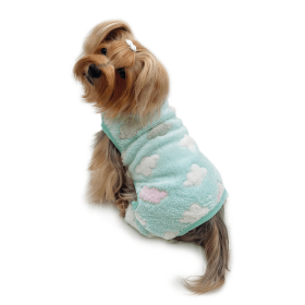 Ultra Plush Fluffy Clouds Front Sleeveless Pajamas (Color: Green, size: XL)