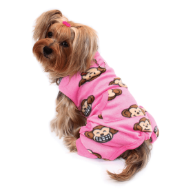 Silly Monkey Front Sleeveless Fleec Pajamas (Color: Pink, size: L)