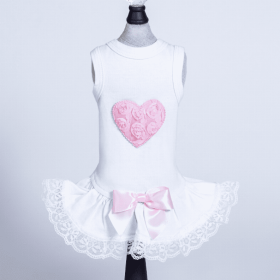 Laced Puff Heart Dress (Color: Pink, size: XS)