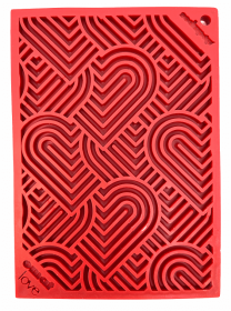 Heart Design "Love" eMat Enrichment Lick Mat (Color: Red, size: small)