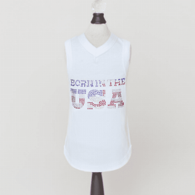 Born in the USA (Color: White (Tank Top), size: XXS)