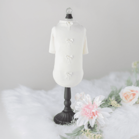 Dainty Bow Tee (Color: IVORY, size: large)