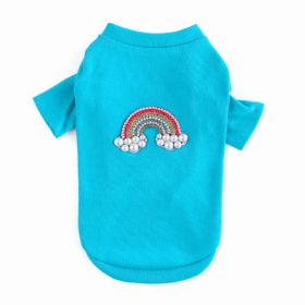 Rainbow Tee (Color: AQUA, size: large)