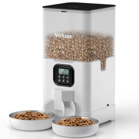Household Pet Intelligent Automatic Double Meal Feeder (Option: 6L white transparent double me-EU)