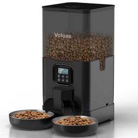 Household Pet Intelligent Automatic Double Meal Feeder (Option: 6L Black Transparent Double Me-EU)